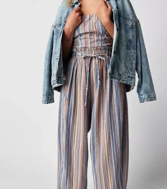 Free People Pants - Free people roaming shores strapless cotton romper size small one piece